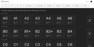 papersizes.io demonstrating a web design trend of greyscale design